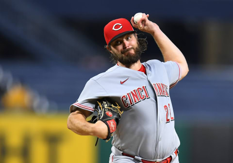 PITTSBURGH, PA – SEPTEMBER 14: Wade Miley #22 of the Cincinnati Reds pitches during the game against the Pittsburgh Pirates at PNC Park on September 14, 2021 in Pittsburgh, Pennsylvania. (Photo by Joe Sargent/Getty Images)