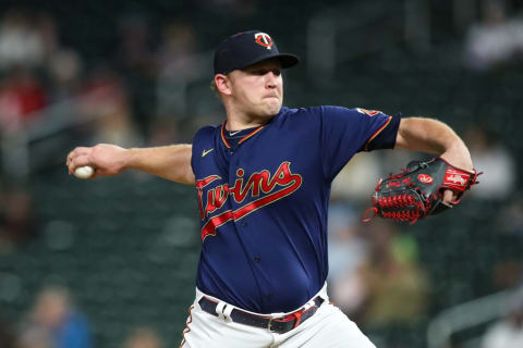 MINNEAPOLIS, MN – SEPTEMBER 28: Tyler Duffey #21 of the Minnesota Twins delivers a pitch against the Detroit Tigers in the sixth inning of the game at Target Field on September 28, 2021 in Minneapolis, Minnesota. The Twins defeated the Tigers 3-2. (Photo by David Berding/Getty Images)