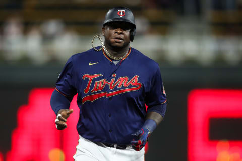 MINNEAPOLIS, MN – SEPTEMBER 28: Miguel Sano #22 of the Minnesota Twins rounds the bases after hitting a solo home run against the Detroit Tigers in the seventh inning of the game at Target Field on September 28, 2021 in Minneapolis, Minnesota. The Twins defeated the Tigers 3-2. (Photo by David Berding/Getty Images)