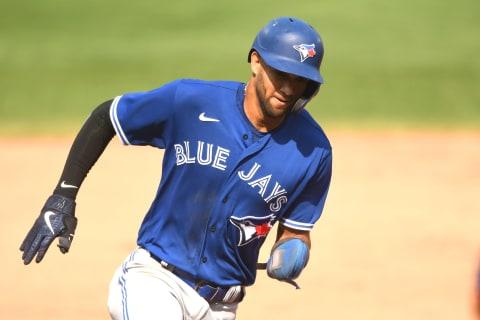 BALTIMORE, MD – SEPTEMBER 12: Lourdes Gurriel Jr. #13 of the Toronto Blue Jays runs to third base during a baseball game against the Baltimore Orioles at Oriole Park at Camden Yards on September 12, 2021 in Baltimore, Maryland. (Photo by Mitchell Layton/Getty Images)