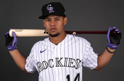 SCOTTSDALE, ARIZONA - MARCH 22: Ezequiel Tovar #14 of the Colorado Rockies poses during Photo Day at Salt River Fields at Talking Stick on March 22, 2022 in Scottsdale, Arizona. (Photo by Kelsey Grant/Getty Images)