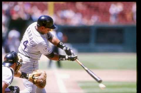 24 Jun 1993: First baseman Andres Galarraga of the Colorado Rockies swings at the ball during a game against the San Francisco Giants at Candlestick Park in San Francisco, California. Mandatory Credit: Otto Greule /Allsport