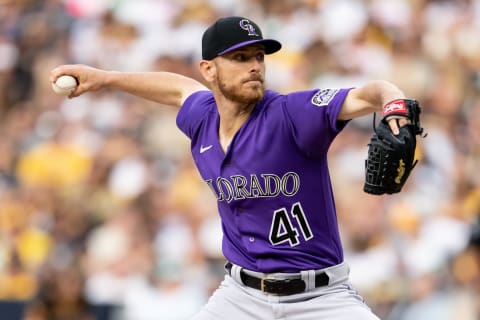 SAN DIEGO, CA – AUGUST 3: Chad Kuhl #41 of the Colorado Rockies pitches during a game against the San Diego Padres August 3, 2022 at Petco Park in San Diego, California. (Photo by Kyle Cooper/Colorado Rockies/Getty Images)