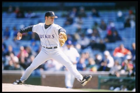 16 Apr 1997: Pitcher Roger Bailey of the Colorado Rockies throws a pitch during a game against the Chicago Cubs at Wrigley Field in Chicago, Illinois. The Rockies won the game 4-0. Mandatory Credit: Jonathan Daniel /Allsport