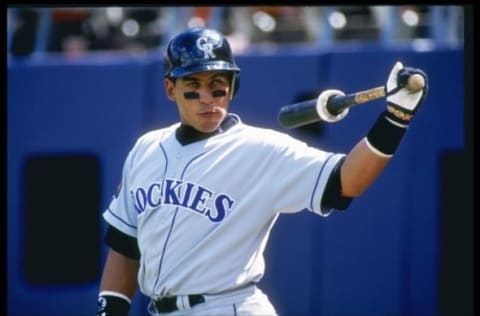 8 May 1994: First baseman Andres Galarraga of the Colorado Rockies stands in the batters box during a game against the San Diego Padres at Jack Murphy Stadium in San Diego, California. Mandatory Credit: Jonathan Daniel /Allsport