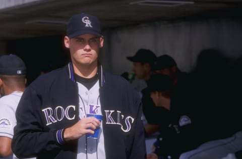 7 Jun 1998: Jamey Wright #21 of the Colorado Rockies in action during an Interleague game against the California Angels at Edison Field in Anaheim, California. The Angels defeated the Rockies 6-5. Mandatory Credit: Tom Hauck /Allsport