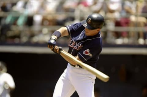 5 Jul 1998: Infielder Wally Joyner #22 of the San Diego Padres in action during a game against the Colorado Rockies at the Qualcomm Park in San Diego, California. The Padres defeated the Rockies 7-2. Mandatory Credit: Todd Warshaw /Allsport