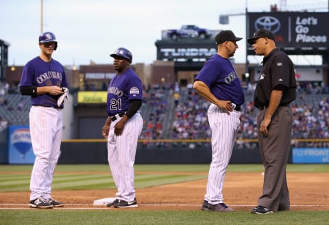 DENVER, CO – MAY 05: Manager Walt Weiss #22 of the Colorado Rockies during Interleague play at Coors Field on May 5, 2014 in Denver, Colorado. (Photo by Doug Pensinger/Getty Images)