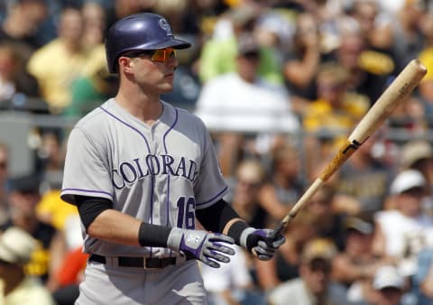 PITTSBURGH, PA – AUGUST 30: Kyle Parker #16 of the Colorado Rockies in action during the game against the Pittsburgh Pirates at PNC Park on August 30, 2015 in Pittsburgh, Pennsylvania. (Photo by Justin K. Aller/Getty Images)