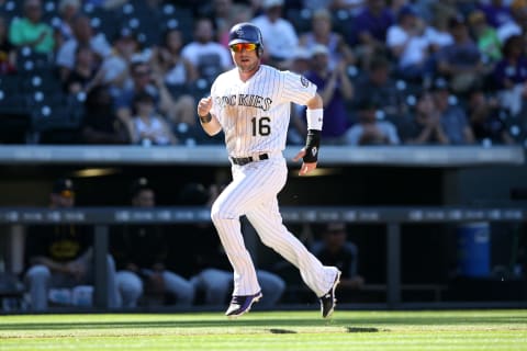 DENVER, CO – SEPTEMBER 24: Kyle Parker #16 of the Colorado Rockies runs during the game against the Pittsburgh Pirates at Coors Field on September 24, 2015 in Denver, Colorado. The Pirates defeated the Rockies 5-4. (Photo by Rob Leiter/MLB Photos via Getty Images)