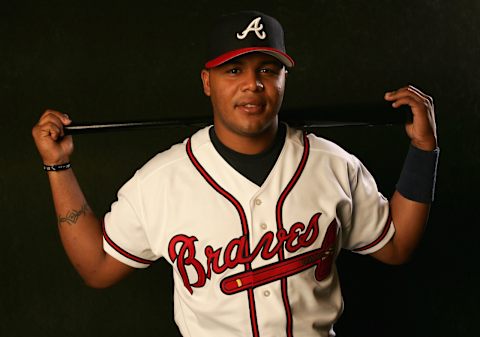 KISSIMMEE, FL – FEBRUARY 28: Andruw Jones #25 of the Atlanta Braves poses during photo day at Cracker Jack Stadium on February 28, 2005 in Kissimmee, Florida. (Photo by Doug Pensinger/Getty Images)