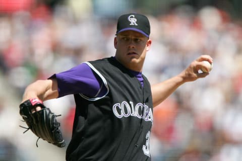 SAN FRANCISCO – APRIL 10: Joe Kennedy #37 of the Colorado Rockies pitches during the game with the San Francisco Giants at SBC Park on April 10th, 2005 in San Francisco, California. (Photo by Jed Jacobsohn/Getty Images)