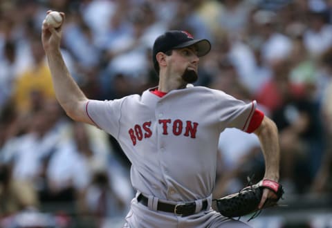 CHICAGO – OCTOBER 04: Starting pitcher Matt Clement #30 of the Boston Red Sox throws a pitch against the Chicago White Sox during Game 1 of the American League Division Series at U.S. Celluar Field on October 4, 2005 in Chicago, Illinois. (Photo by Jonathan Daniel/Getty Images)