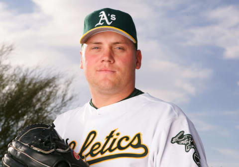 PHOENIX, AZ – FEBRUARY 27: Matt Roney of the Oakland Athletics poses for a portrait during Oakland Athletics Photo Day on February 27, 2006 at Papago Park in Phoenix, Arizona. (Photo by Lisa Blumenfeld/Getty Images)