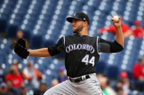 PHILADELPHIA, PA – MAY 25: Starting pitcher Tyler Anderson of the Colorado Rockies throws a pitch in the first inning during a game against the Philadelphia Phillies at Citizens Bank Park on May 25, 2017 in Philadelphia, Pennsylvania. (Photo by Hunter Martin/Getty Images)