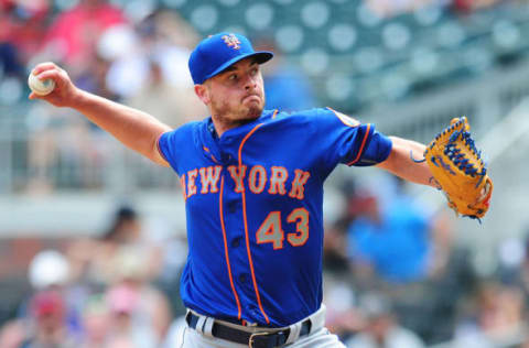 ATLANTA, GA – JUNE 11: Addison Reed of the New York Mets throws a ninth inning pitch against the Atlanta Braves at SunTrust Park on June 11, 2017 in Atlanta, Georgia. (Photo by Scott Cunningham/Getty Images)