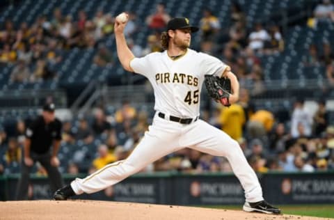 PITTSBURGH, PA – JUNE 13: Gerrit Cole #45 of the Pittsburgh Pirates delivers a pitch in the first inning during the game against the Colorado Rockies at PNC Park on June 13, 2017 in Pittsburgh, Pennsylvania. (Photo by Justin Berl/Getty Images)