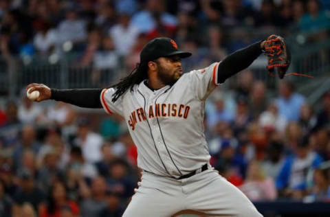 ATLANTA, GA – JUNE 19: Johnny Cueto #47 of the San Francisco Giants pitches in the first inning against the Atlanta Braves at SunTrust Park on June 19, 2017 in Atlanta, Georgia. (Photo by Kevin C. Cox/Getty Images)