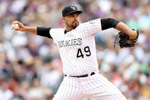 DENVER, CO – JUNE 22: Starting pitcher Antonio Senzatela #49 of the Colorado Rockies throws in the fifth inning against the Arizona Diamondbacks at Coors Field on June 22, 2017 in Denver, Colorado. (Photo by Matthew Stockman/Getty Images)