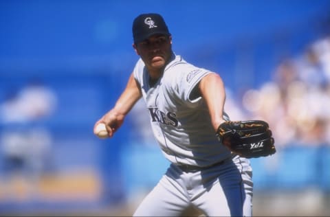 14 Jun 1998: Dave Veres #47 of the Colorado Rockies in action during a game against the Los Angeles Dodgers at the Dodger Stadium in Los Angeles, California. The Rockies defeated the Dodgers 3-2. Mandatory Credit: Vincent Laforet /Allsport