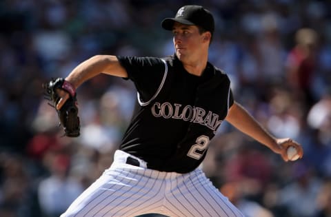 DENVER – SEPTEMBER 3: Starting pitcher Jeff Francis #26 of the Colorado Rockies delivers against the San Francisco Giants and earned the win as the Rockies defeated the Giants 7-4 at Coors Field September 3, 2007 in Denver, Colorado. (Photo by Doug Pensinger/Getty Images)