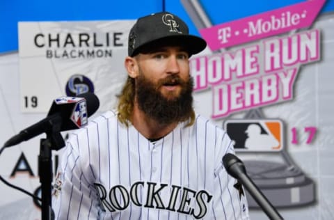 MIAMI, FL – JULY 10: Charlie Blackmon #19 of the Colorado Rockies and the National League speaks with the media during Gatorade All-Star Workout Day ahead of the 88th MLB All-Star Game at Marlins Park on July 10, 2017 in Miami, Florida. (Photo by Mark Brown/Getty Images)