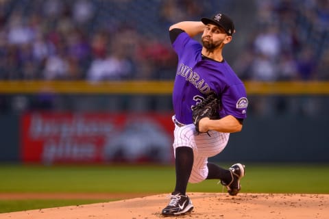 DENVER, CO – SEPTEMBER 15: Tyler Chatwood #32 of the Colorado Rockies pitches against the San Diego Padres in the first inning of a game at Coors Field on September 15, 2017 in Denver, Colorado. (Photo by Dustin Bradford/Getty Images)