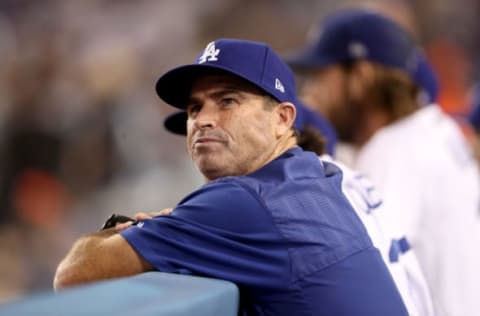 LOS ANGELES, CA – OCTOBER 25: Hitting coach Turner Ward of the Los Angeles Dodgers looks on in game two of the 2017 World Series at Dodger Stadium on October 25, 2017 in Los Angeles, California. (Photo by Christian Petersen/Getty Images)