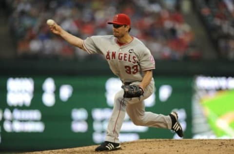 ARLINGTON, TX – MAY 16: Justin Speier of the Los Angeles Angels of Anaheim pitches during the game against the Texas Rangers at Rangers Ballpark in Arlington in Arlington, Texas on Saturday, May 16, 2009. The Rangers defeated the Angels 5-3. (Photo by John Williamson/MLB Photos via Getty Images)