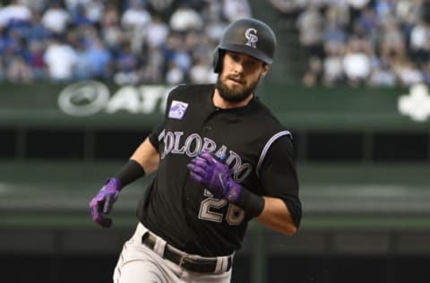 CHICAGO, IL – MAY 01: David Dahl #26 of the Colorado Rockies runs the bases after hitting a home run against the Chicago Cubs during the first inning on May 1, 2018 at Wrigley Field in Chicago, Illinois. (Photo by David Banks/Getty Images)