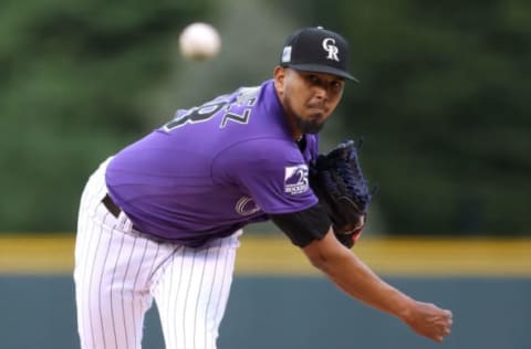 DENVER, CO – MAY 10: Starting pitcher German Marquez #48 of the Colorado Rockies throws in the first inning against the Milwaukee Brewers at Coors Field on May 10, 2018 in Denver, Colorado. (Photo by Matthew Stockman/Getty Images)