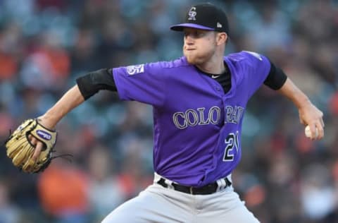 SAN FRANCISCO, CA – MAY 18: Kyle Freeland #21 of the Colorado Rockies pithces against the San Francisco Giants in the bottom of the first inning at AT&T Park on May 18, 2018 in San Francisco, California. (Photo by Thearon W. Henderson/Getty Images)