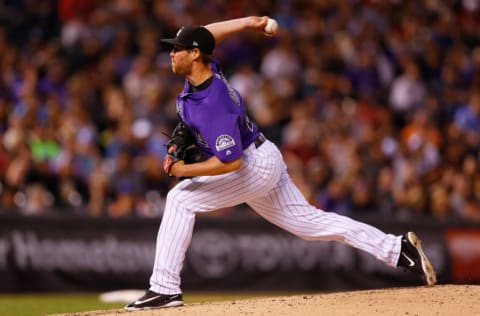 DENVER, CO – MAY 29: Relief pitcher Scott Oberg #45 of the Colorado Rockies delivers to home plate during the sixth inning against the San Francisco Giants at Coors Field on May 29, 2018 in Denver, Colorado. (Photo by Justin Edmonds/Getty Images)