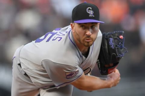 SAN FRANCISCO, CA – JUNE 26: Chad Bettis #35 of the Colorado Rockies pitches against the San Francisco Giants in the bottom of the first inning at AT&T Park on June 26, 2018 in San Francisco, California. (Photo by Thearon W. Henderson/Getty Images)