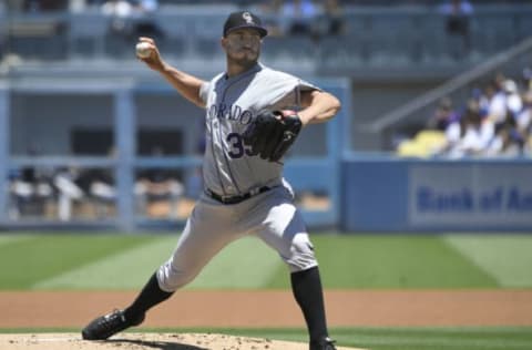 LOS ANGELES, CA – JULY 01: Chad Bettis #35 of the Colorado Rockies pitches in the first inning against the Los Angeles Dodgers at Dodger Stadium on July 1, 2018 in Los Angeles, California. (Photo by John McCoy/Getty Images)