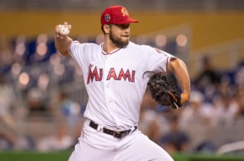 MIAMI, FL – JULY 02: Kyle Barraclough #46 of the Miami Marlins throws a pitch in the ninth inning against the Tampa Bay Rays at Marlins Park on July 2, 2018 in Miami, Florida. (Photo by Mark Brown/Getty Images)