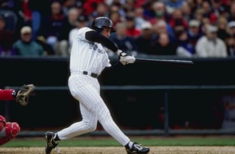 7 Apr 1998: John Vander Wal of the Colorado Rockies in action during a game against the St. Louis Cardinals at Coors Field in Denver, Colorado. The Cardinals defeated the Rockies 12-10. Mandatory Credit: Brian Bahr/Allsport. Getty Images.