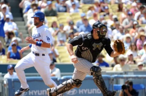 LOS ANGELES, CA – APRIL 19: Chris Iannetta #20 of the Colorado Rockies during the second inning at Dodger Stadium on April 19, 2009 in Los Angeles, California. (Photo by Harry How/Getty Images)