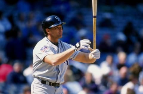 15 Apr 1997: Outfielder Dante Bichette of the Colorado Rockies in action during a game against the Chicago Cubs at Wrigley Field in Chicago, Illinois. The Rockies defeated the Cubs 10-7. Mandatory Credit: Jonathan Daniel/Allsport. Getty Images.