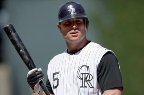 DENVER – SEPTEMBER 18: Matt Holliday #5 of the Colorado Rockies goes to bat against the Los Angeles Dodgers at Coors Field on September 18, 2007 in Denver, Colorado. The Rockies defeated the Dodgers 3-1 in the first game of a double header. (Photo by Doug Pensinger/Getty Images)