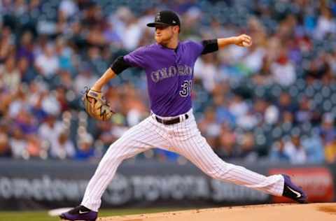 DENVER, CO – AUGUST 15: Starting pitcher Kyle Freeland #31 of the Colorado Rockies delivers to home plate during the first inning against the Atlanta Braves at Coors Field on August 15, 2017 in Denver, Colorado. (Photo by Justin Edmonds/Getty Images)