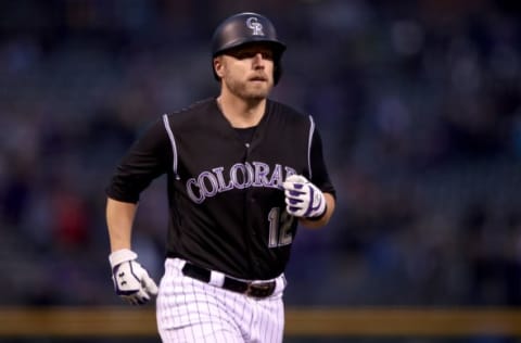 DENVER, CO – SEPTEMBER 29: Mark Reynolds #12 of the Colorado Rockies circles the bases after hitting a 2 RBI home run in the first inning against the Los Angeles Dodgers at Coors Field on September 29, 2017 in Denver, Colorado. (Photo by Matthew Stockman/Getty Images)