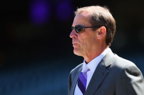 DENVER, CO – APRIL 09: Dick Monfort, Owner/Chairman and CEO of the Colorado Rockies, looks on during batting practice as the Rockies host the San Francisco Giants on Opening Day at Coors Field on April 9, 2012 in Denver, Colorado. (Photo by Doug Pensinger/Getty Images)