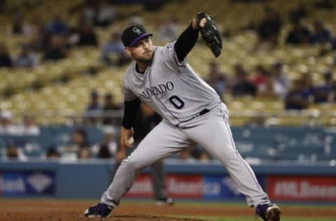 LOS ANGELES, CA – SEPTEMBER 07: Closing pitcher Adam Ottavino #0 of the Colorado Rockies pitches in the ninth inning during the MLB game against the Los Angeles Dodgers at Dodger Stadium on September 7, 2017 in Los Angeles, California. The Rockies defeated the Dodgers 9-1. (Photo by Victor Decolongon/Getty Images)