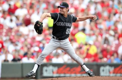 CINCINNATI, OH – MAY 27: Jamie Moyer #50 of the Colorado Rockies throws a pitch during the game against the Cincinnati Reds at Great American Ball Park on May 27, 2012 in Cincinnati, Ohio. (Photo by Andy Lyons/Getty Images)