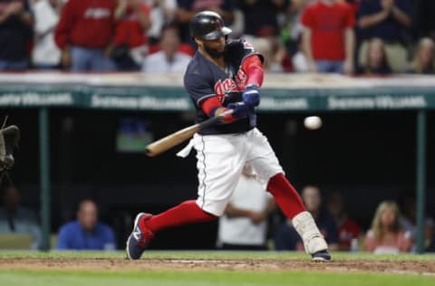 CLEVELAND, OH – AUGUST 05: Carlos Santana #41 of the Cleveland Indians bats against the New York Yankees in the ninth inning at Progressive Field on August 5, 2017 in Cleveland, Ohio. The Yankees defeated the Indians 2-1. (Photo by David Maxwell/Getty Images)