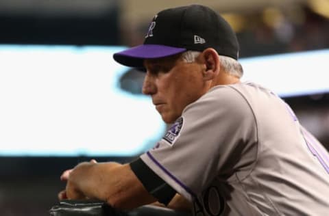 PHOENIX, AZ – OCTOBER 04: Manager Bud Black #10 of the Colorado Rockies watches the action during the third inning of the National League Wild Card game against the Arizona Diamondbacks at Chase Field on October 4, 2017 in Phoenix, Arizona. (Photo by Christian Petersen/Getty Images)