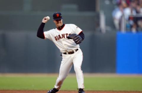 SAN FRANCISCO – OCTOBER 14: Second baseman Jeff Kent #21 of the San Francisco Giants throws to first base during game five of the National League Championship Series against the St. Louis Cardinals on October 14, 2002 at Pacific Bell Park in San Francisco, California. The Giants won the game 2-1 and the series 4-1. (Photo by Jamie Squire/Getty Images)