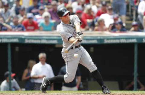 CLEVELAND, OH – AUGUST 09: DJ LeMahieu #9 of the Colorado Rockies bats against the Cleveland Indians in the fifth inning at Progressive Field on August 9, 2017 in Cleveland, Ohio. The Rockies defeated the Indians 3-2 in 12 innings. (Photo by David Maxwell/Getty Images)