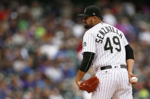 DENVER, CO – OCTOBER 01: Antonio Senzatela #49 of the Colorado Rockies pitches during a regular season MLB game between the Colorado Rockies and the visiting Los Angeles Dodgers at Coors Field on October 1, 2017 in Denver, Colorado. (Photo by Russell Lansford/Getty Images)